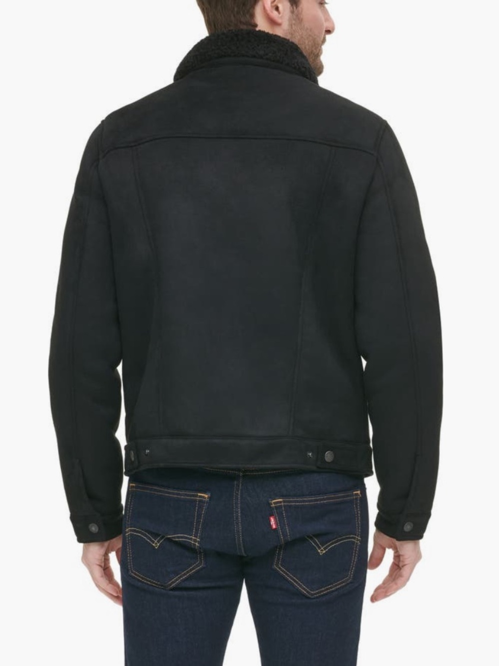 Levi's Men's Sherpa Trucker Jacket Black Denim Button Front Coat Size Large - Picture 5 of 8